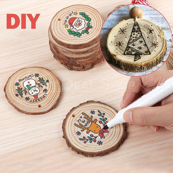 10pcs Round Wooden Ornaments With Hole, 4'' Predrilled Wood Slices Wood  Circles For Crafts Centerpieces, DIY Wooden Christmas Ornaments For  Christmas