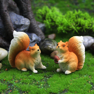 2 Pcs - Miniature Squirrel Figurine