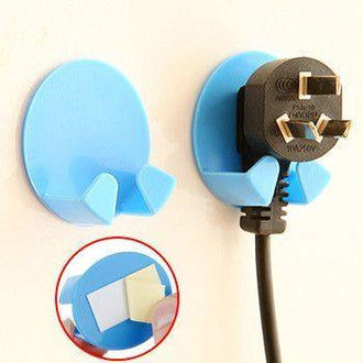 Wall Adhesive Plastic Power Plug Socket Holder (10pc)