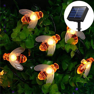 Solar-Powered LED Bee String Lights