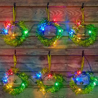 Solar-Powered Mini Wreath LED String Lights